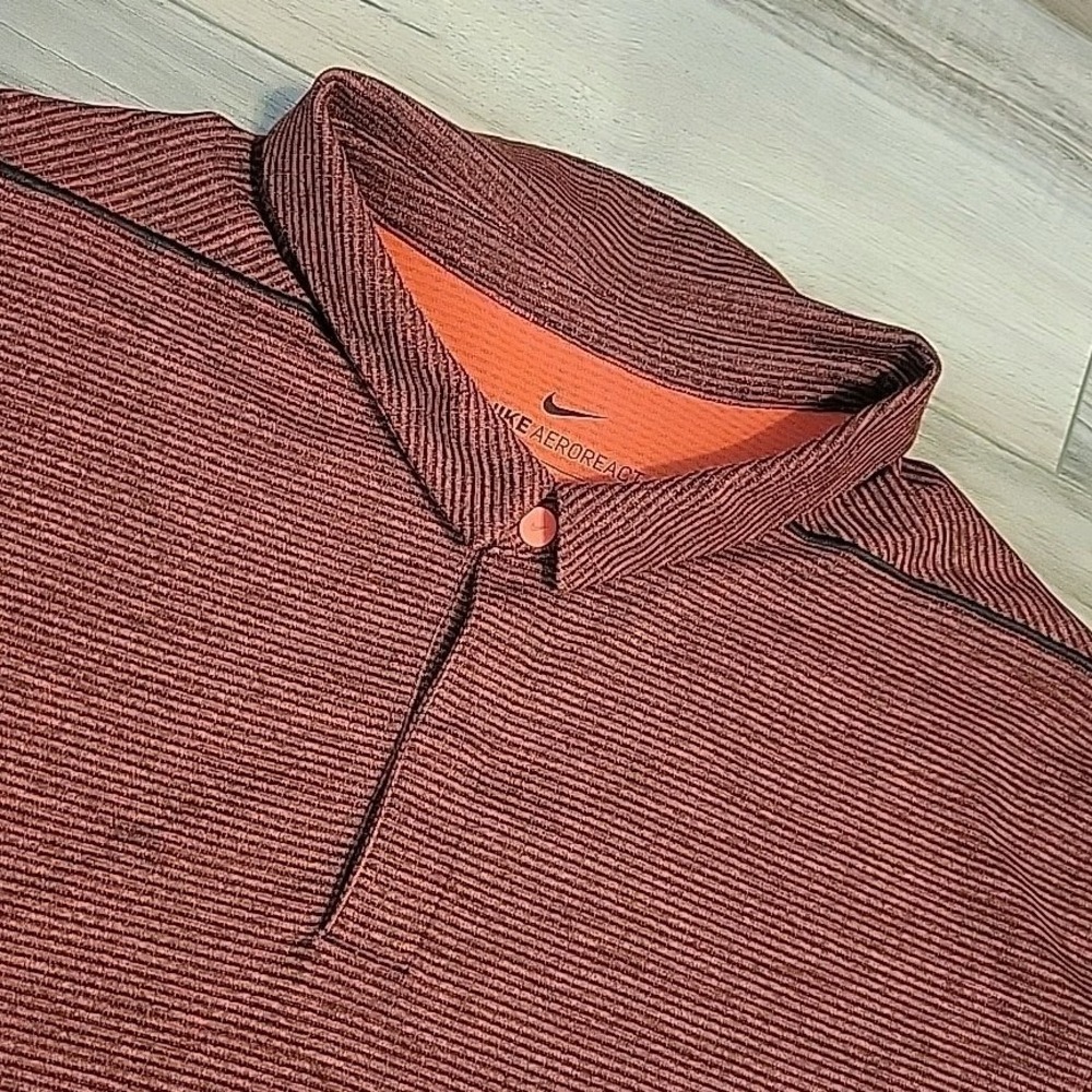 Nike AeroReact Polo Shirt Mens XXL Red Black Striped Golf Performance Athletic